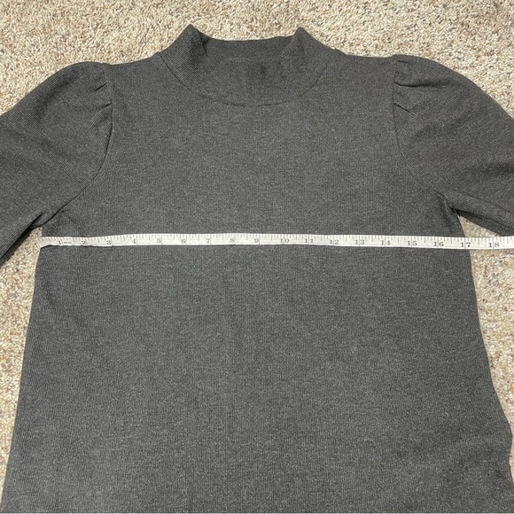 Madewell (Re)sourced Plush Mockneck Puff Sleeve Top in Charcoal Grey Small - Picture 8 of 9